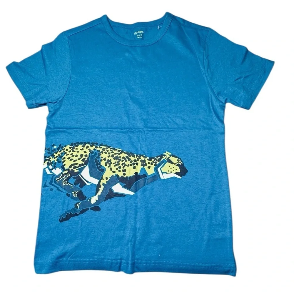 Gymgo Blue Cheetah Graphic Tee – Size M (7–8)